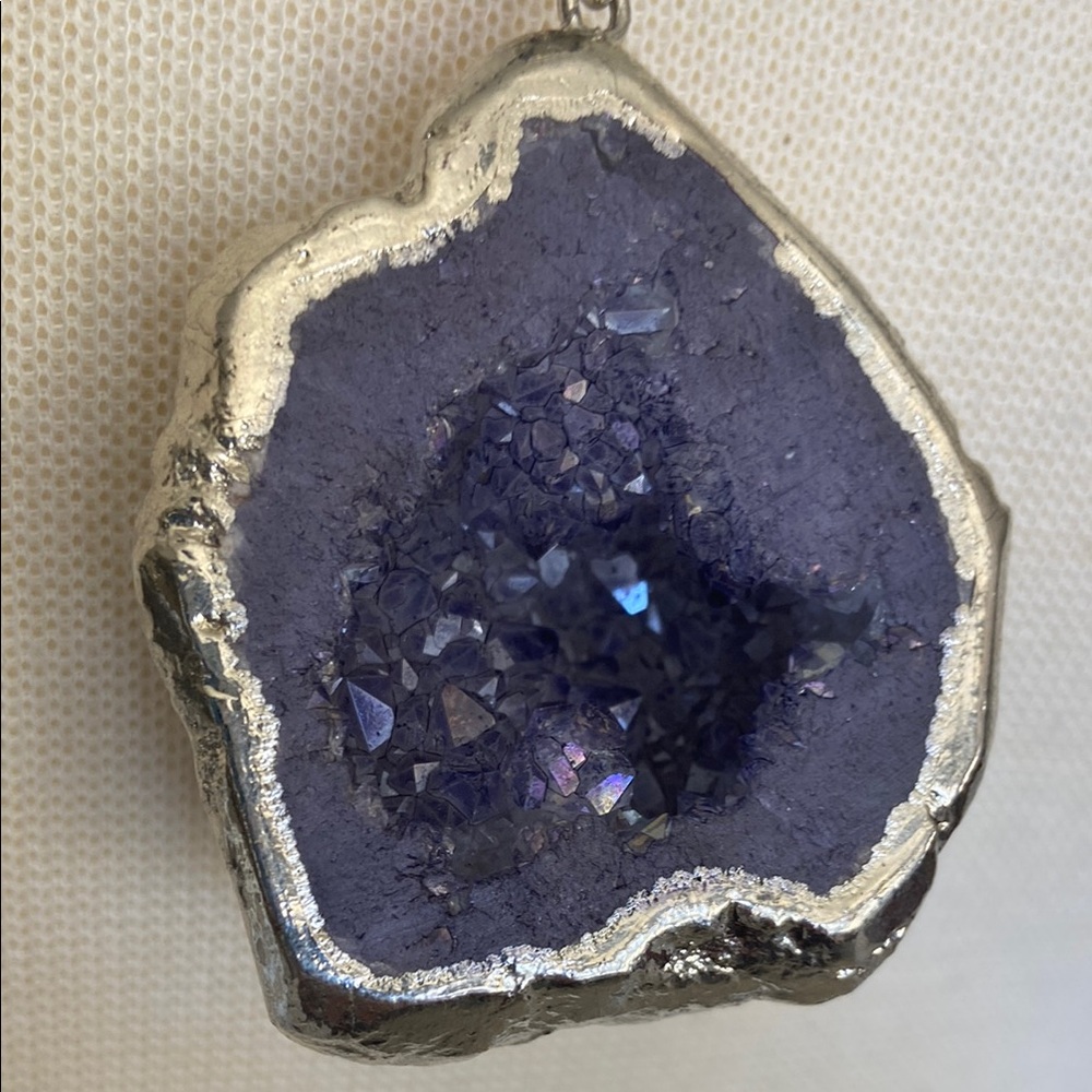 Handmade Amethyst Geode Necklace with Swarovski Crystal